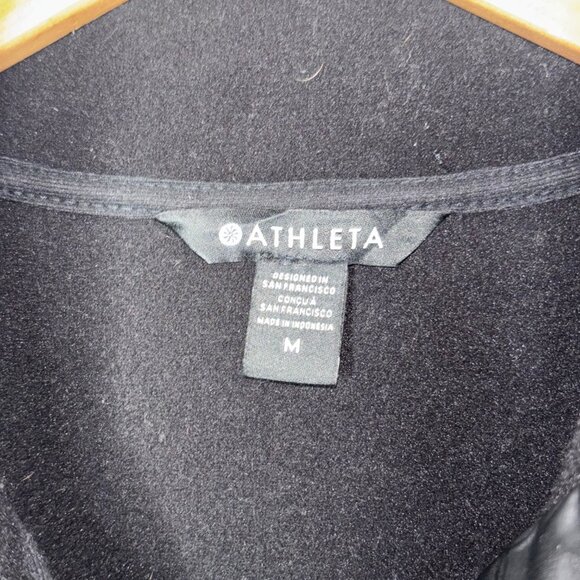 Athleta Cozy Sherpa Snap Sweatshirt Size M Black - Picture 2 of 12